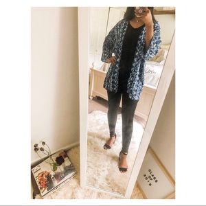Forever 21 Blue Ikat Kimono
